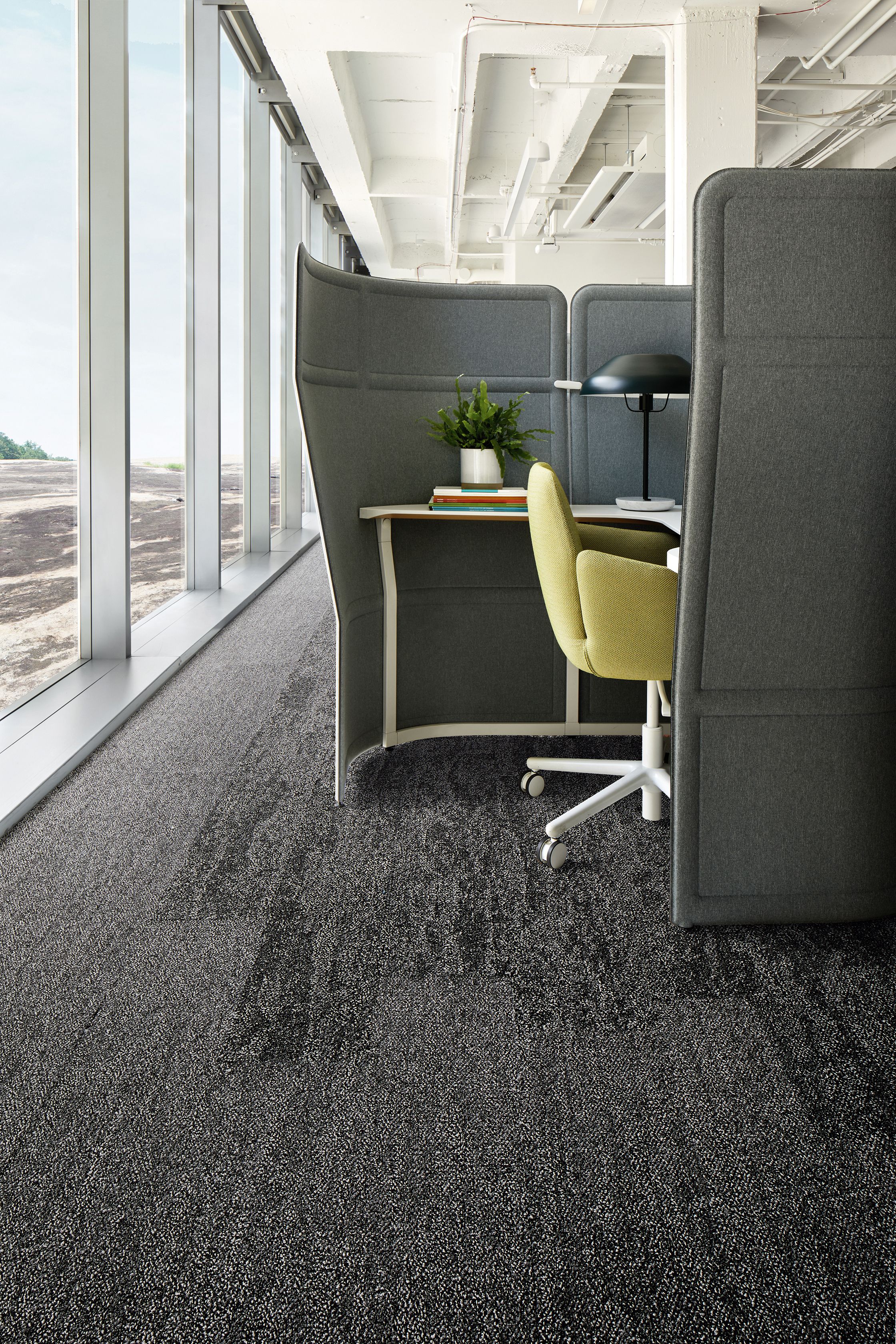Interface Rock Springs and Mantle Rock plank carpet tile in small cubicle image number 2
